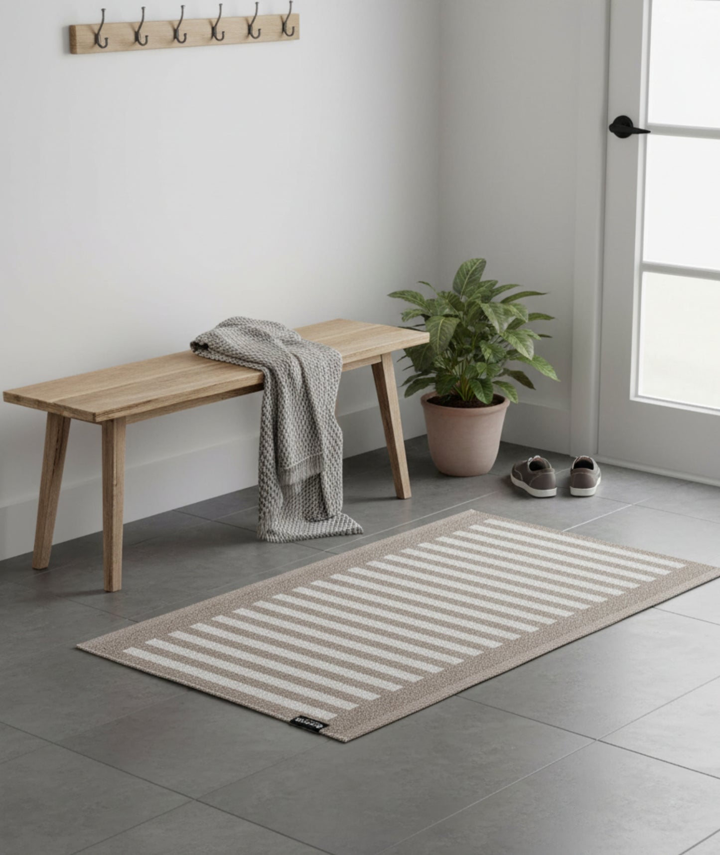 Dörr- badrumsmatta Stripes-beige/vit