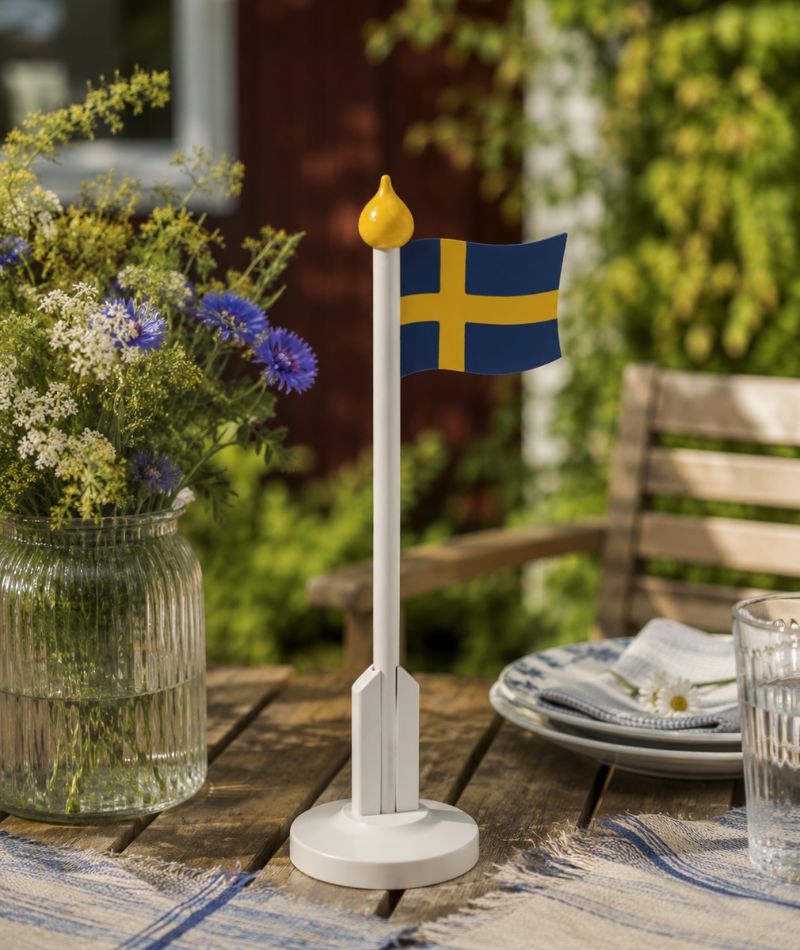 Svensk flagga vit stång 25 cm