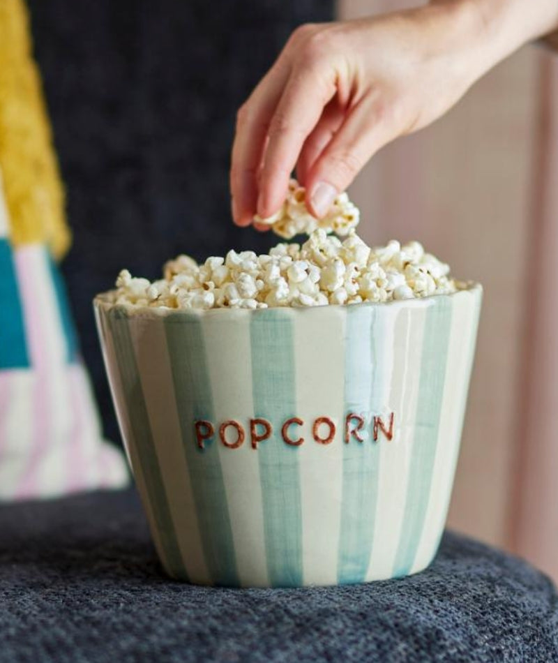 Chip Skål Blå Rand Popcorn