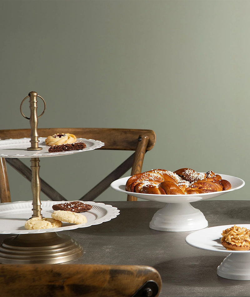 Våningsfat/kakfat qute emalj shell