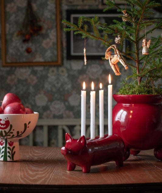 Kim Ljusstake Grisformad Liten - Röd