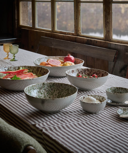 Amanda Skål Offwhite/Grön Ø34cm