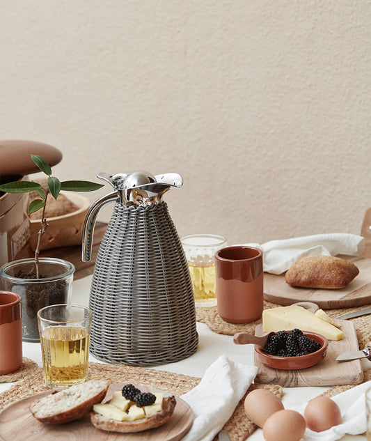 Termoskanna flätad bambu Grå