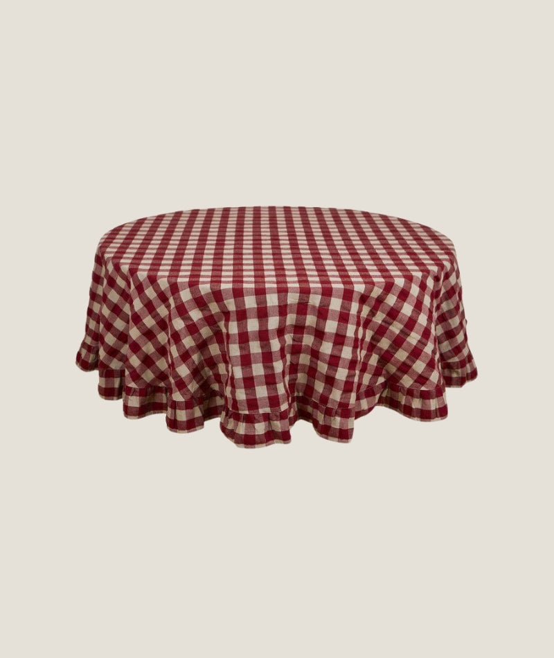 Lisa duk klassisk ruta Röd Ø150cm