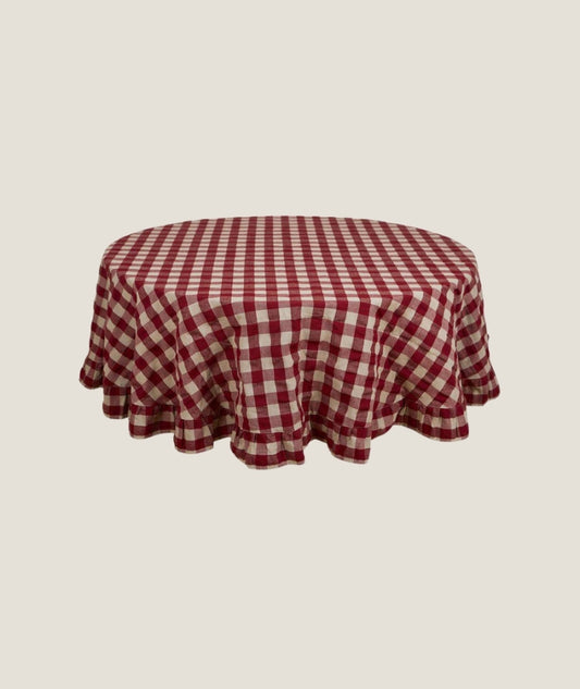 Lisa duk klassisk ruta Röd Ø150cm