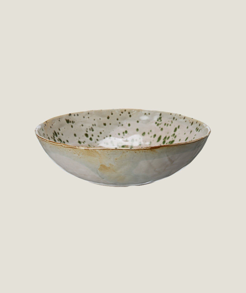 Amanda Skål Offwhite/Grön Ø34cm