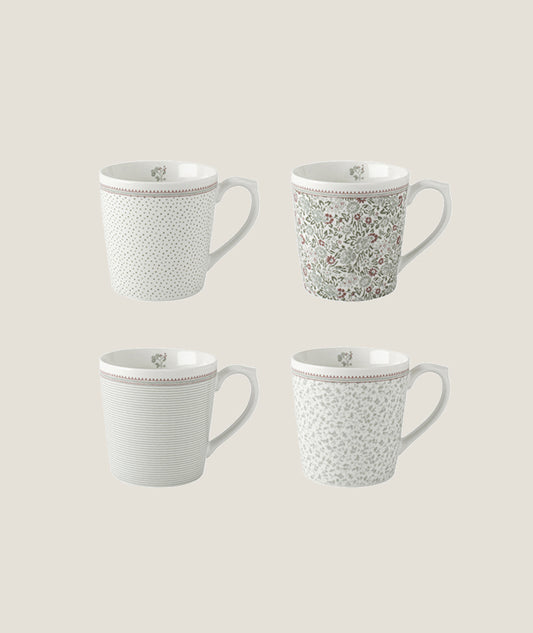 Laura Ashley Wild Clematris mugg 4 set mix i presentförpackning
