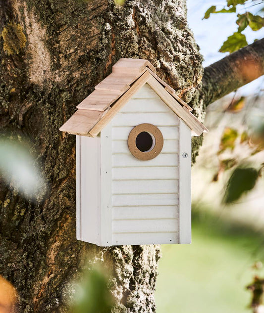 Klassisk Fågelhus vit/natur