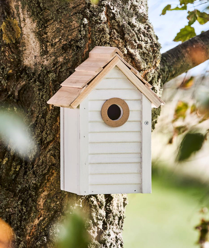 Klassisk Fågelhus vit/natur