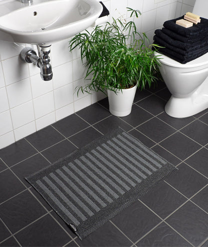 Dörr badrumsmatta Stripes Svart/mörkgrått