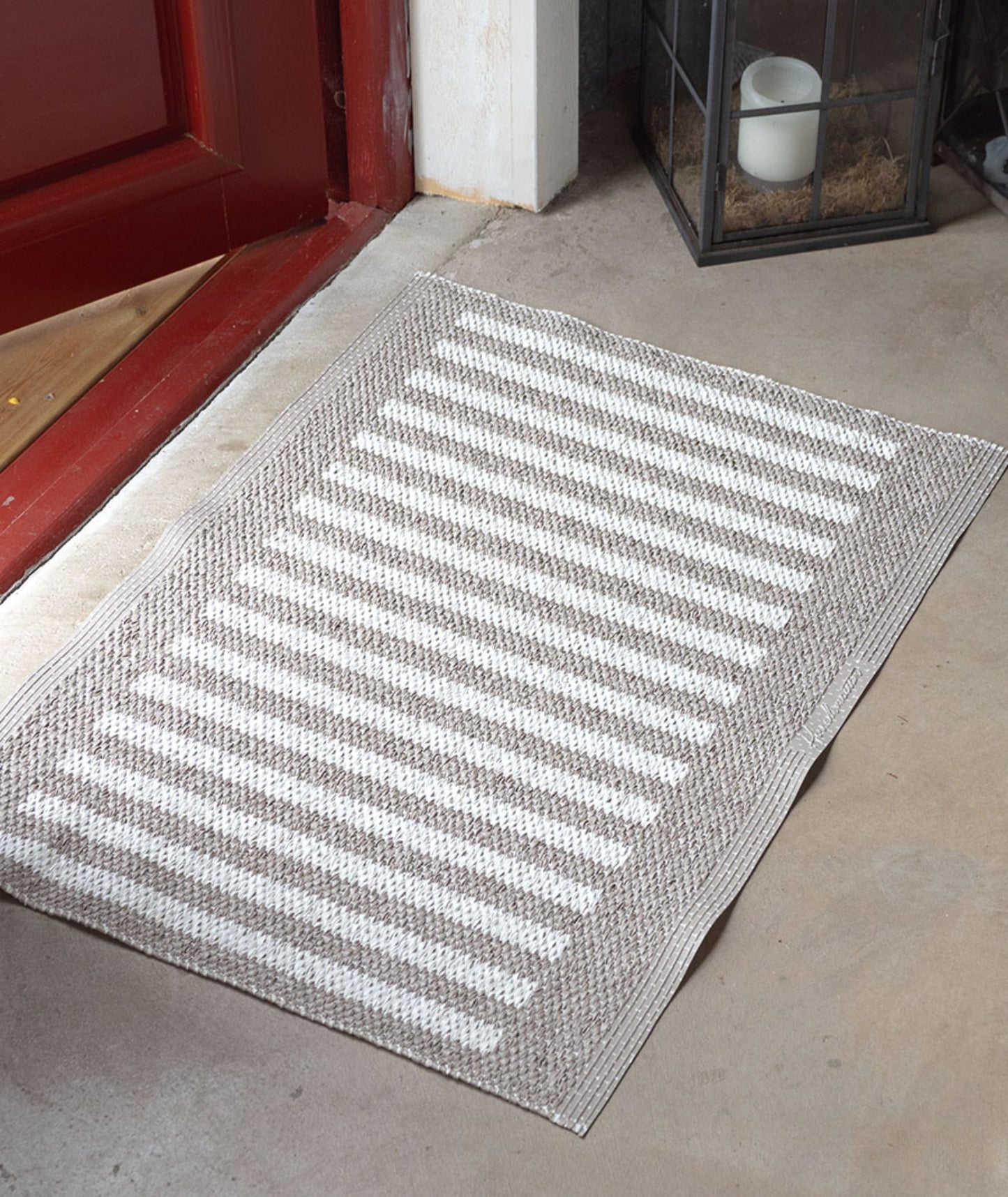 Dörr- badrumsmatta Stripes-beige/vit