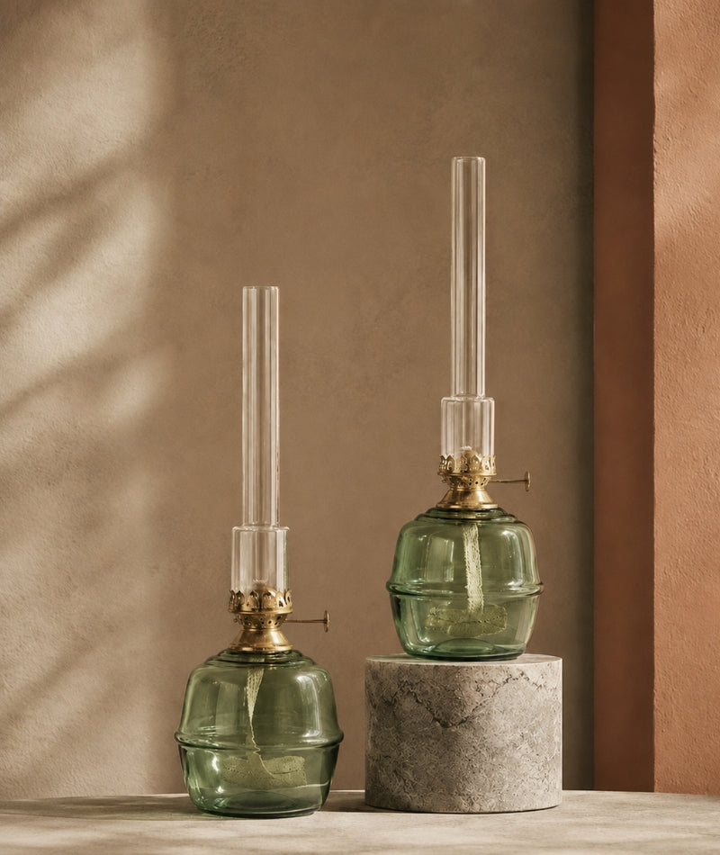 Fotogenlampa Majken Grön Mässing Stor