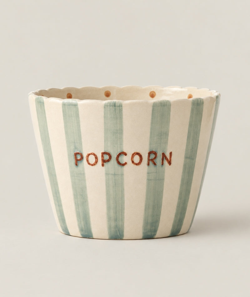 Chip Skål Blå Rand Popcorn