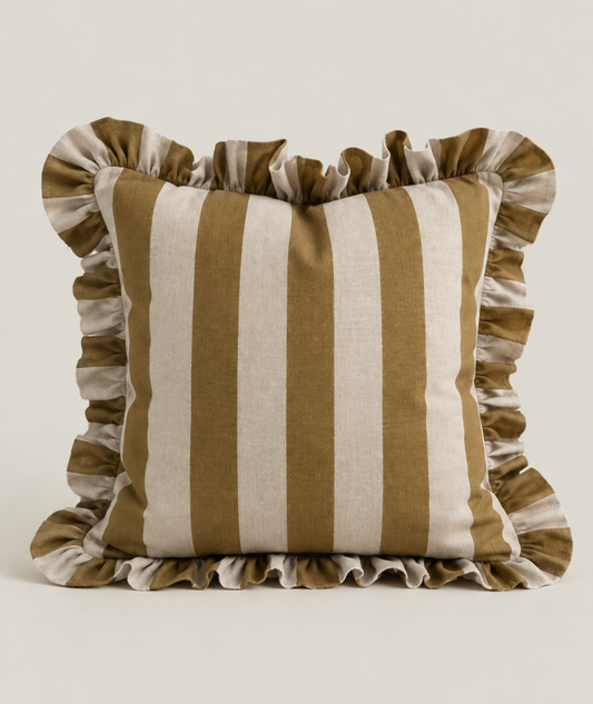 Kuddfodral Flounce Mustard Rand