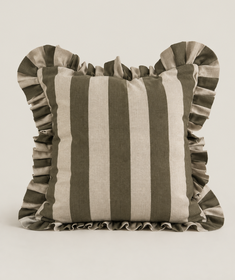 Kuddfodral Flounce Olive Rand