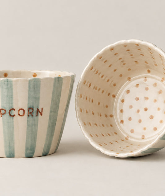 Chip Skål Blå Rand Popcorn