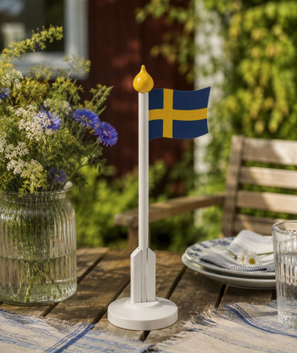 Svensk flagga vit stång 25 cm