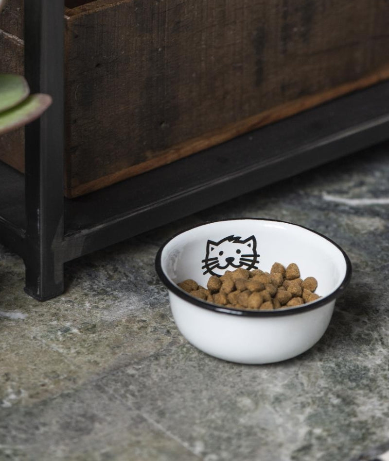 Kattskål i Emalj