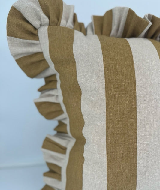 Kuddfodral Flounce Mustard Rand