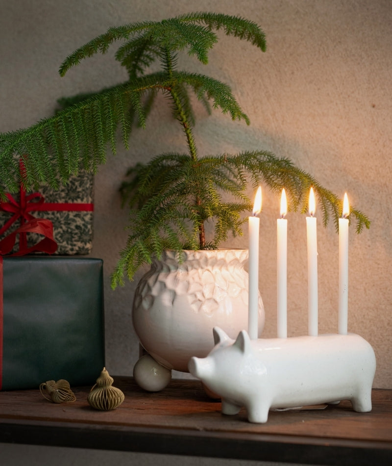 Kim Ljusstake Grisformad Liten - Vitmelerad