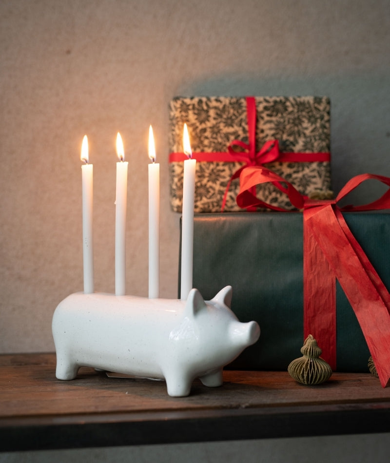 Kim Ljusstake Grisformad Liten - Vitmelerad