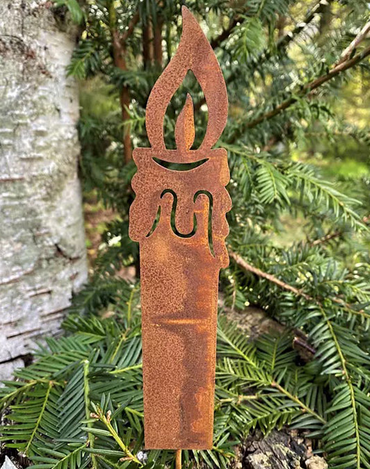 Dekoration stort ljus på pinne i rostfinish