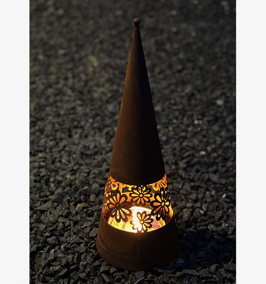 Marschallhållare kon med blommor i rostfinish