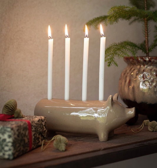 Kim Ljusstake Grisformad - Brunmelerad