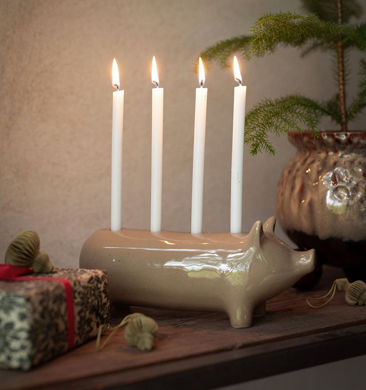 Kim Ljusstake Grisformad -  Brunmelerad