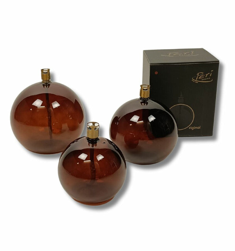 Oljelampa Rund Cognac Brass 13cm