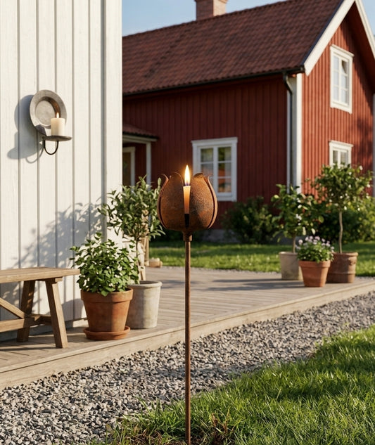 Värmeljus Ros med markfäste