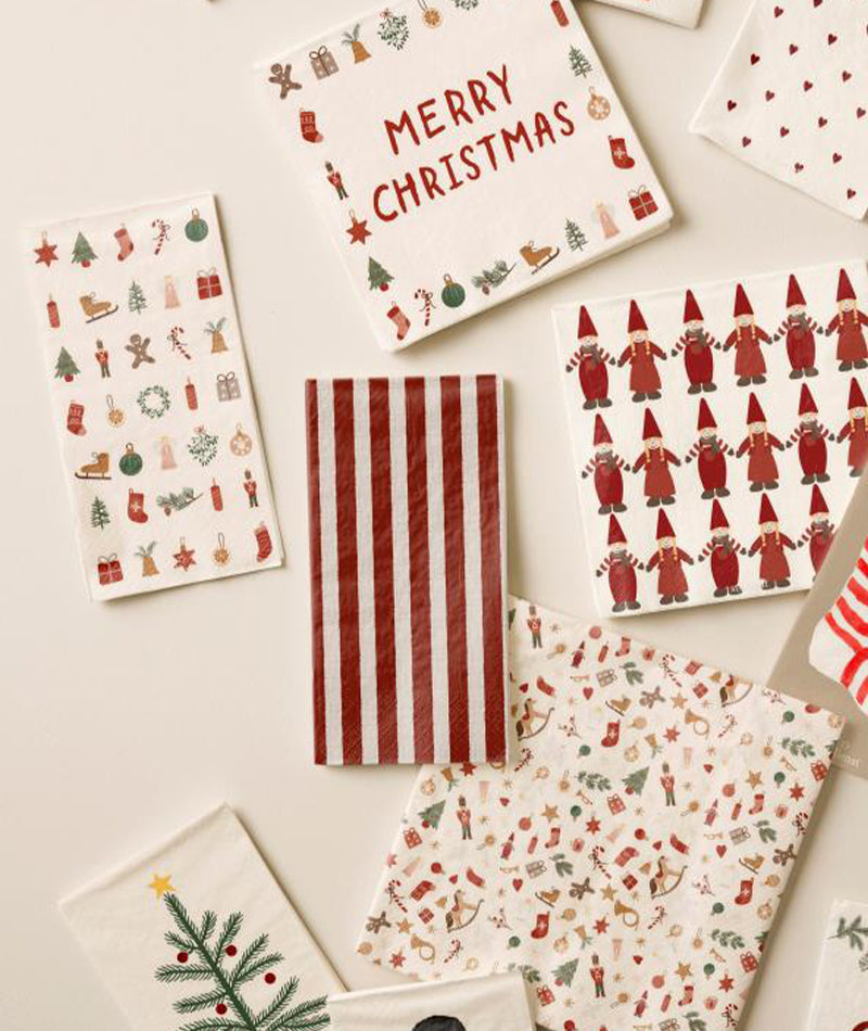 Servett Randig röd/vit 16pcs