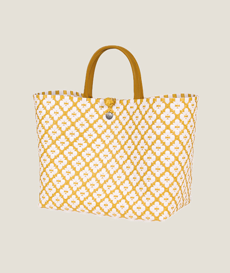 Handed By Motif Bag Shopper senapsgul mönstrad L