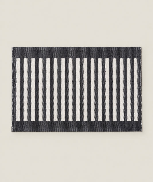 Dörr- badrumsmatta Stripes-svart/vit