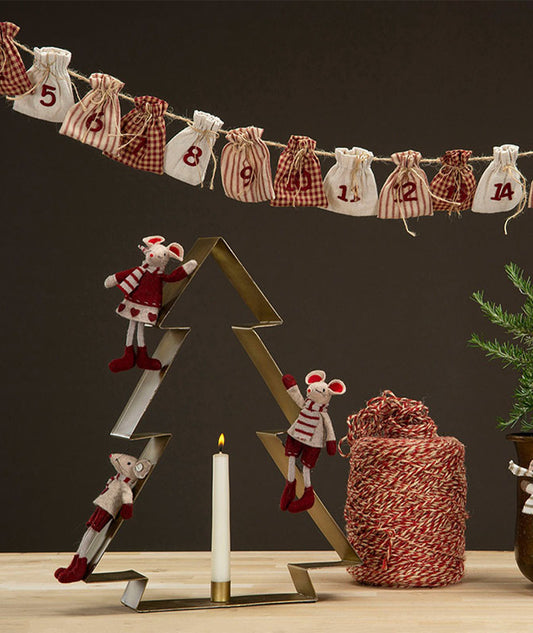 Adventskalender 1-24 Vinröd/Mullvard