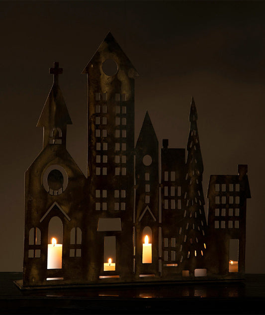 Hus Siluett Antik Brun