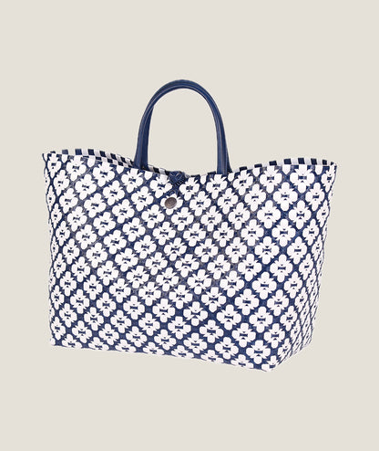 Handed By Motif Bag Shopper marinblå mönstrad L
